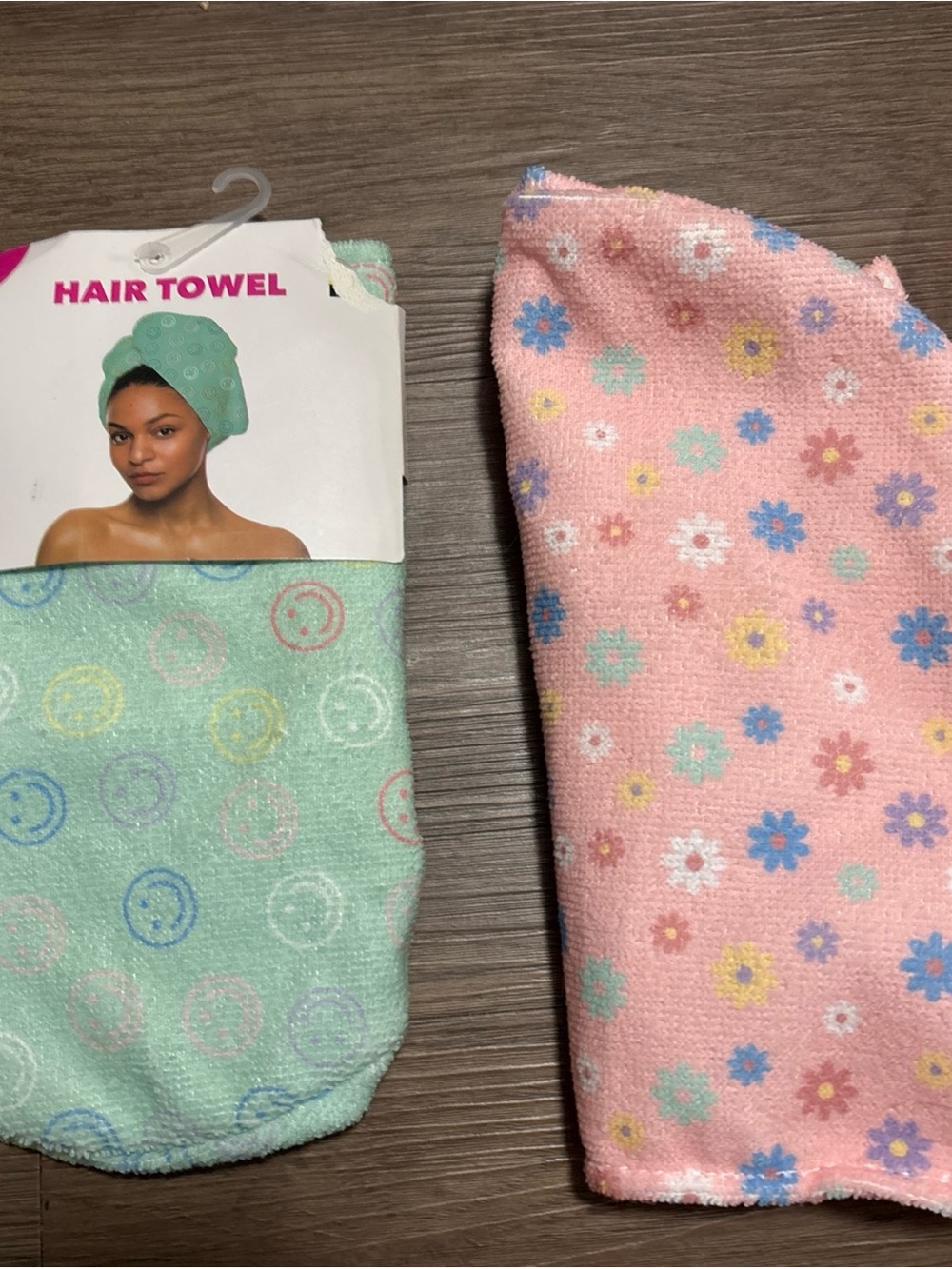 Unlisted Pink & Mint Floral Microfiber Hair Towels